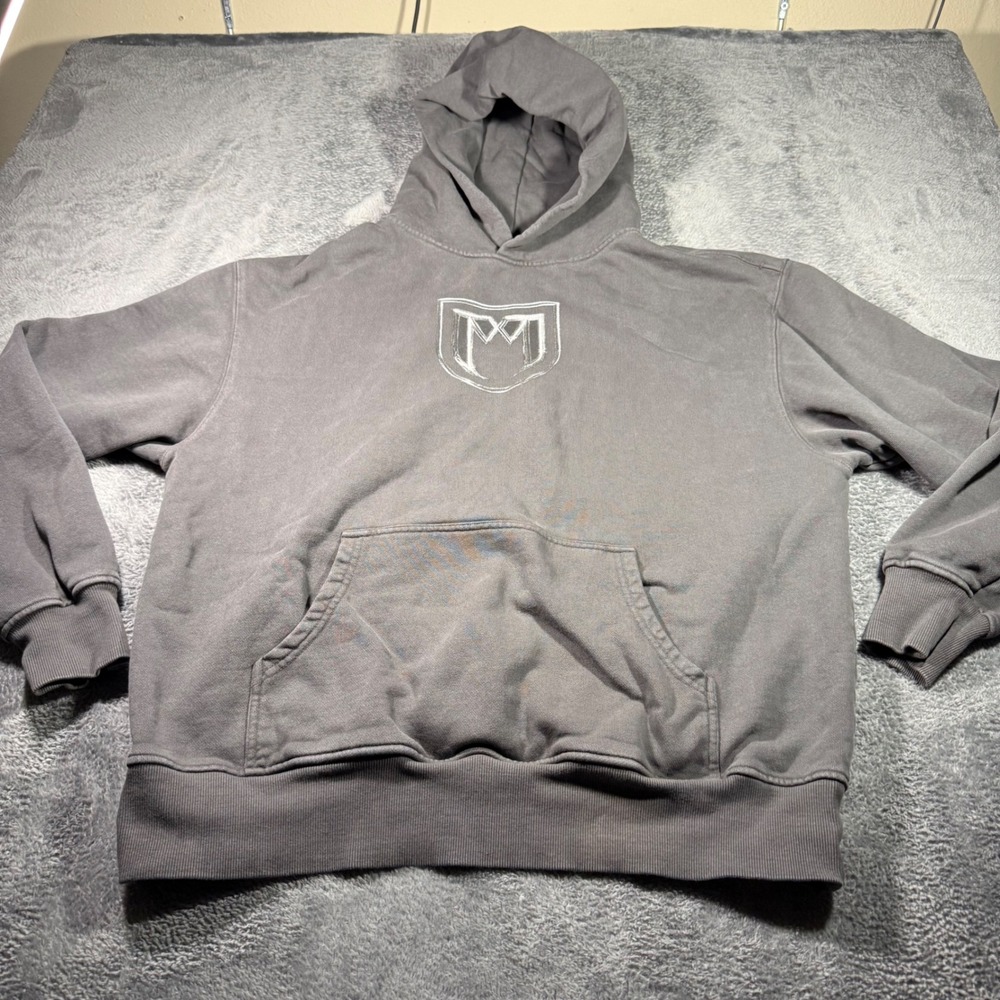 Shaka Wear Mens Heavyweight Fleece Hoodie Charcoal Gray Graphic Streetwear Large
